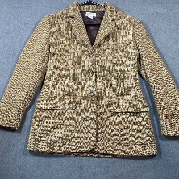Talbots Womens Tweed Blazer Jacket Size 6 Brown Wool Made In Italy - Picture 1 of 8